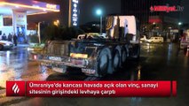 Ümraniye'de vincin kancası tabelaya takıldı