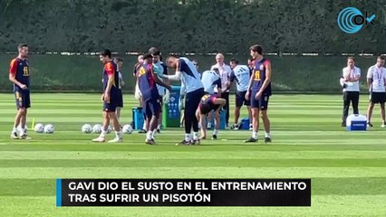 Gavi dio el susto en el entrenamiento tras sufrir un pisotón