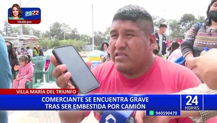 VES: Vendedora ambulante queda grave tras ser atropellada por 2 camiones