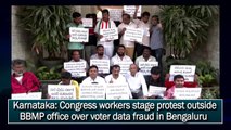 Karnataka: Congress workers stage protest outside BBMP office over voter data fraud in Bengaluru
