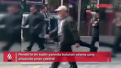 Çarşı ortasında şınav çektirdi