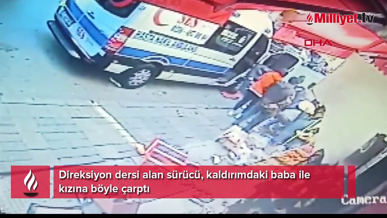 Üsküdar'da feci olay! Direksiyon dersi alan sürücü, kaldırımdaki baba ile kızına böyle çarptı