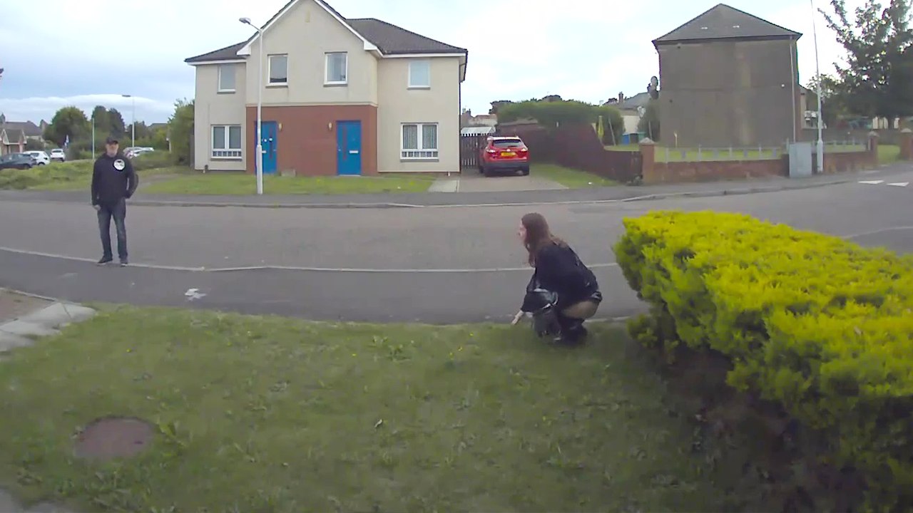 Woman caught on camera peeing in front of someone's house *EMBARRASSING ...