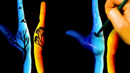 Artist transforms her hand into an UNREAL artwork depicting summer against winter
