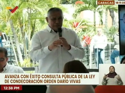 Avanza consulta pública de la Ley de Condecoración Orden Darío Vivas en Caracas