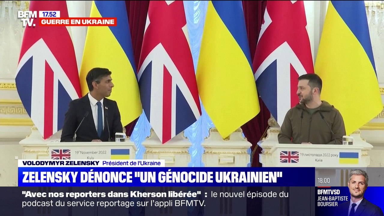 En présence du Premier ministre britannique Rishi Sunak à Kiev, Volodymyr Zelensky demande la reconnaissance d'un "génocide ukrainien"