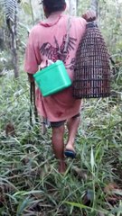 Solo Camping Set a Fish Trap in the river forest location