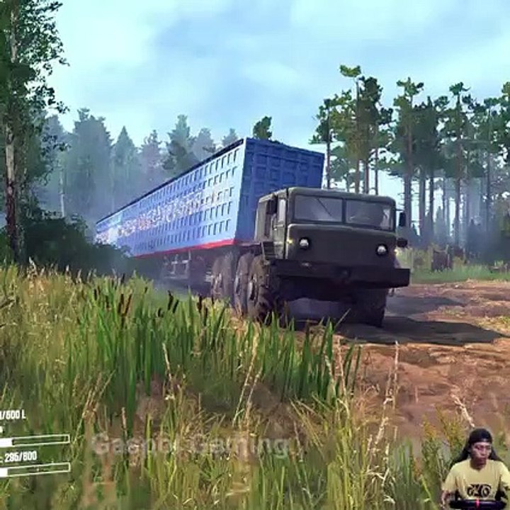 Overloaded Truck Passing On The Muddy road  Spintires MudRunner