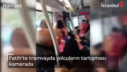 Tramvayda iki kadın arasındaki tartışma kamerada