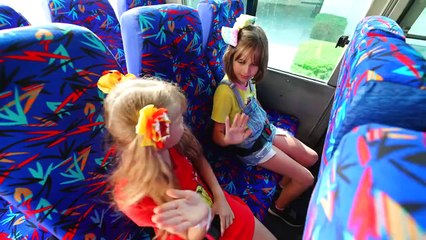 Diana and Roma teach School bus rules with friends