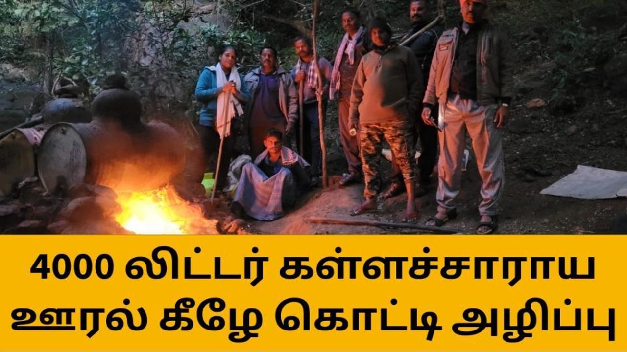 தி மலை:4000 லிட்டர் கள்ளச்சாராய ஊரல் அழிப்பு!
