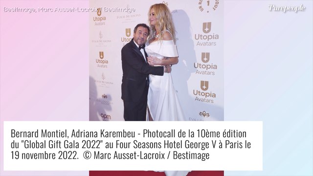 Adriana Karembeu sculpturale dans une longue robe fendue face à un Bernard Montiel, très câlin