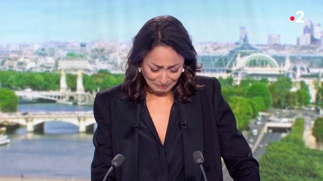 Les larmes de Leïla Kaddour sur le plateau du JT de 13h (France 2) suite à la mort de Pascal Josèphe