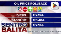 Higit P2 na bawas-presyo sa diesel at kerosene, ipatutupad bukas; gasolina, may rollback din