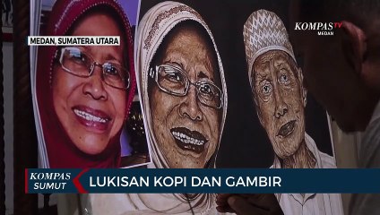 Pelukis di Medan Ciptakan Karya dari Kopi dan Gambir