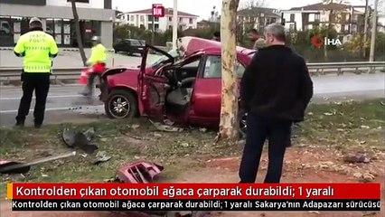 Kontrolden çıkan otomobil ağaca çarparak durabildi: 1 yaralı