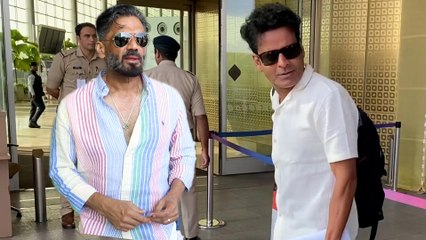 Suniel Shetty & Manoj Bajpayee In Full Swag At Airport