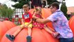 Diana and Roma play with Dad at farm sheep, fun family trip