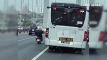 Metrobüs şoföründen takdir toplayan hareket: Motosikletliye böyle siper oldu