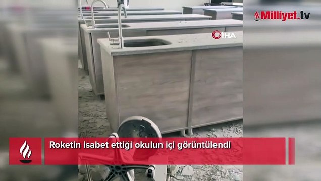 Roketin isabet ettiği okulun içi görüntülendi