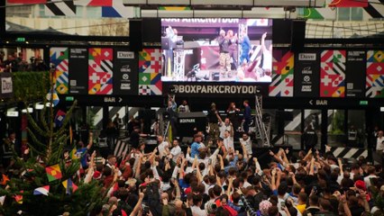 England fans gather at Croydon Box Park to watch the country's first World Cup match against Iran