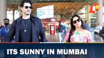 Sunny Leone with hubby Daniel Weber at Mumbai airport