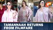 Tamannaah poses for selfies with fans at Mumbai airport