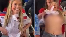 Dünya Kupası'nı sallayan hareket! Genç kadın herkesin gözü önünde göğüslerini açtı