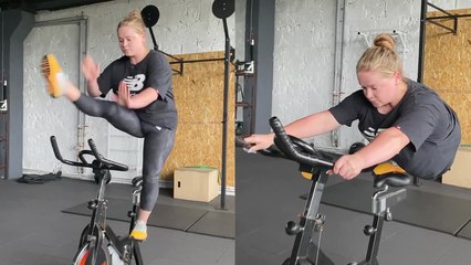 Ukrainian cycle gymnast finds rare inspiration to distract her mind from the distressing state of her country