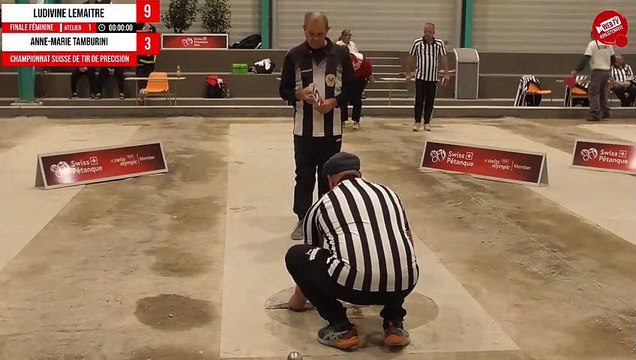 Finale féminine : Ludivine LEMAITRE (17pts) vs Anne-Marie TAMBURINI (18pts) - Championnat Suisse de tir de précision pétanque 2022