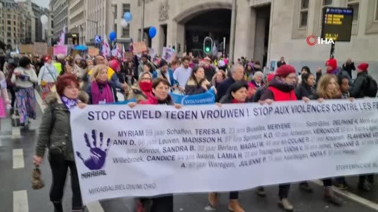 Belçika'da kadına yönelik şiddet protesto edildi