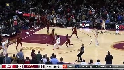 Nov 21, 2022 - Jarrett Allen stares down Donovan Mitchell for stealing Evan Mobley's 10th rebound