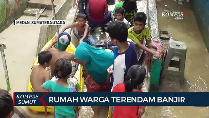 Pemukiman di Bantaran Sungai Deli Medan Digenangi Banjir