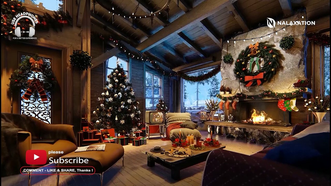 1 hour of Winter Relaxing Music Relieves Stress with #fireplacesound