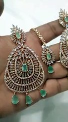 Party Wear Earrings With Maangtika - Cz Stone Earrings Designs