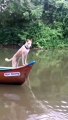 Cute Dog Riding Boat
