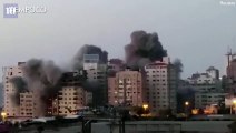 Detik-detik Apartemen 13 Lantai di Gaza Runtuh Usai Terkena Serangan Udara Israel