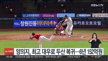 양의지, 역대 최고 대우로 두산 복귀…최대 6년 152억원