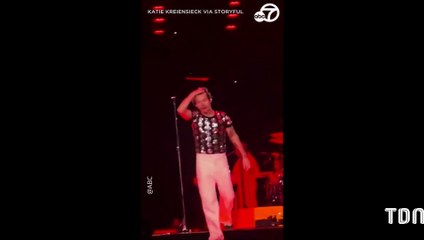 Harry Styles se prend un objet dans la figure en plein concert (vidéo)