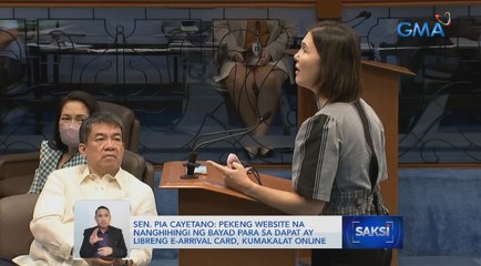 Sen. Pia Cayetano: Pekeng website na nanghihingi ng bayad para sa dapat ay libreng E-Arrival card, kumakalat online | Saksi