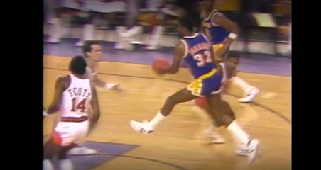 NBA History: Magic Johnson Around-The-Back No Look Assist in 1985