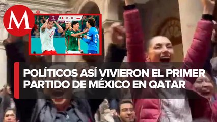 Políticos ven partido de México vs Polonia; "les deseo mucho éxito", dice Sheinbaum