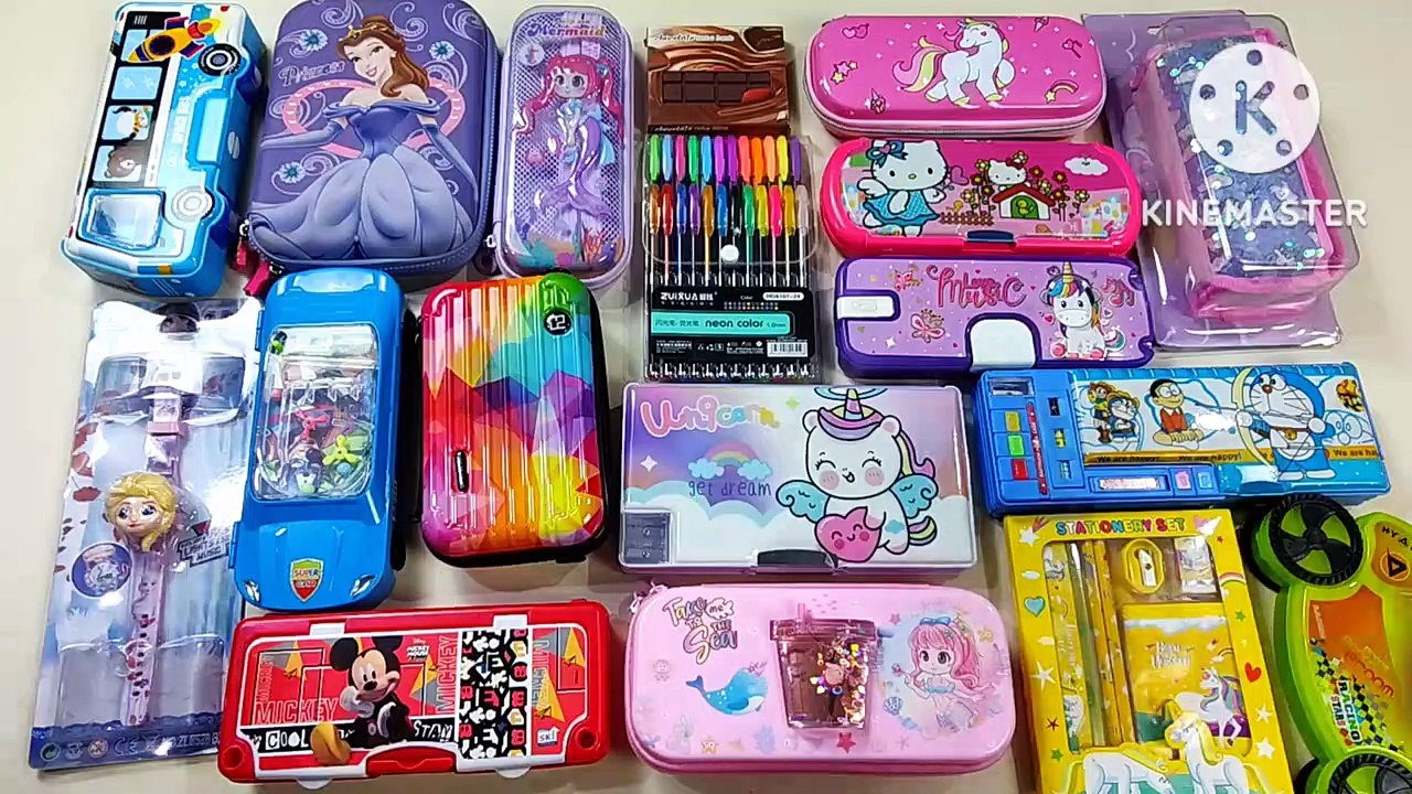 unboxing collection of pencil case, doraemon geometry box, neon pen,  ultimate collection of toys - video Dailymotion