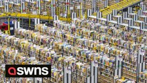 Footage shows one of Britain's largest Amazon depots - the size of 17 football pitches - ahead of Black Friday