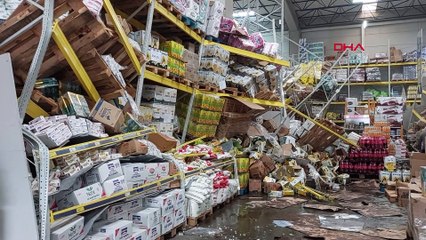 Düzce'de deprem: Market rafları devrildi