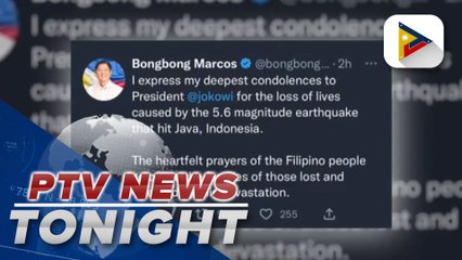 Download Video: Pres. Ferdinand R. Marcos Jr. extends condolences to families of those who perished in 5.6 magnitude quake in Indonesia