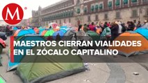 Cierres viales en Zócalo capitalino por plantón de CETEG