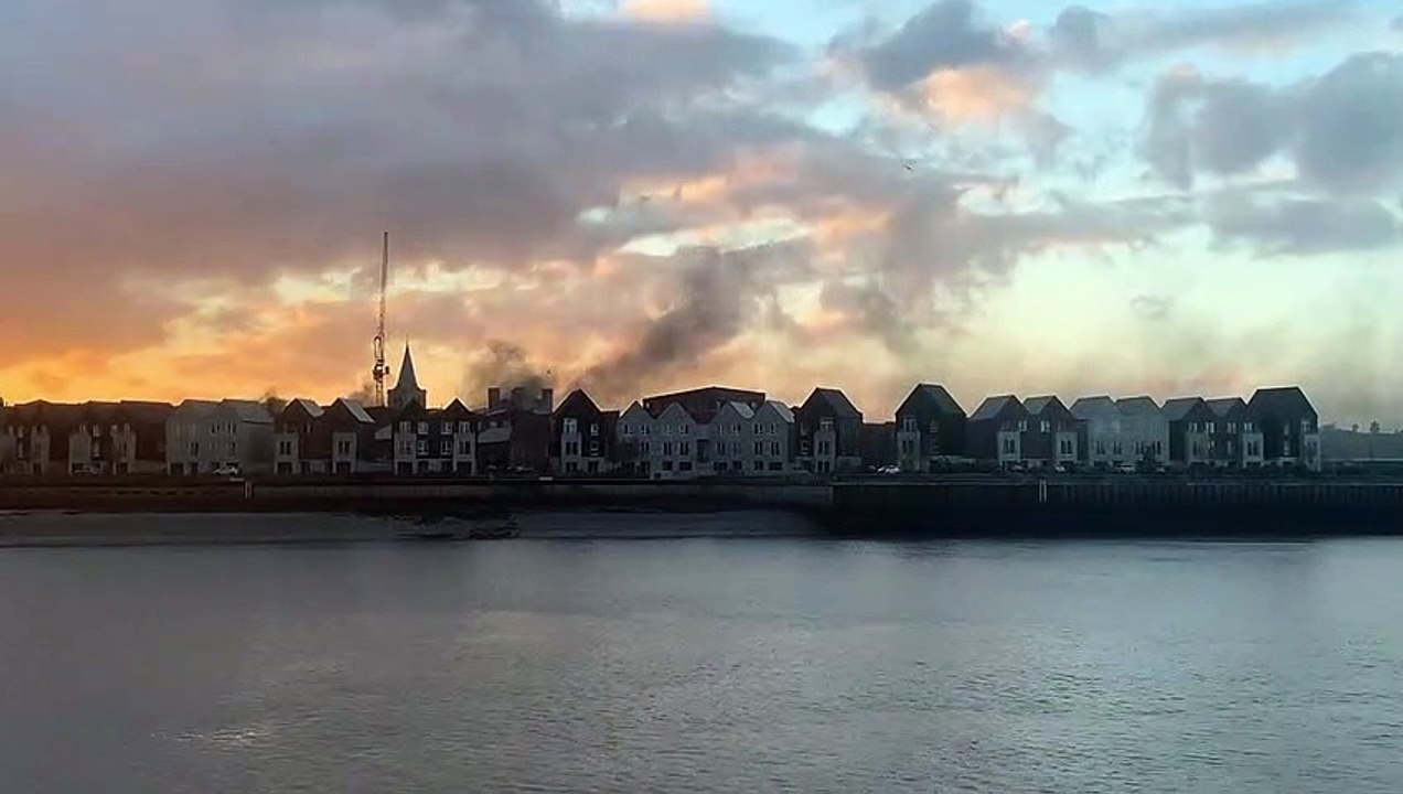 Huge plumes of  smoke billowing across Rochester from fire