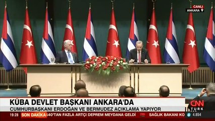 Cumhurbaşkanı Erdoğan ve Küba Devlet Başkanı'ndan ortak basın açıklaması: Yeni bir dönüm noktası olacak