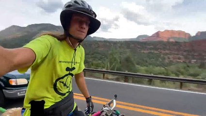 Unicyclist who learnt to walk again after accident rides across US for charity